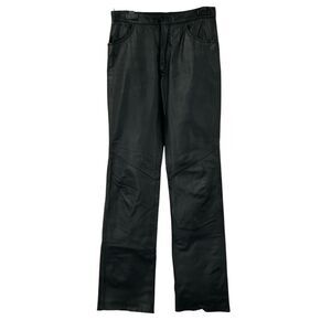 Harley Davidson‎ Women's Black Leather Lace-Up Back Motorcycle Pants Size 32/4